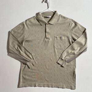 Balenciaga Light Olive Long Sleeve Polo Shirt